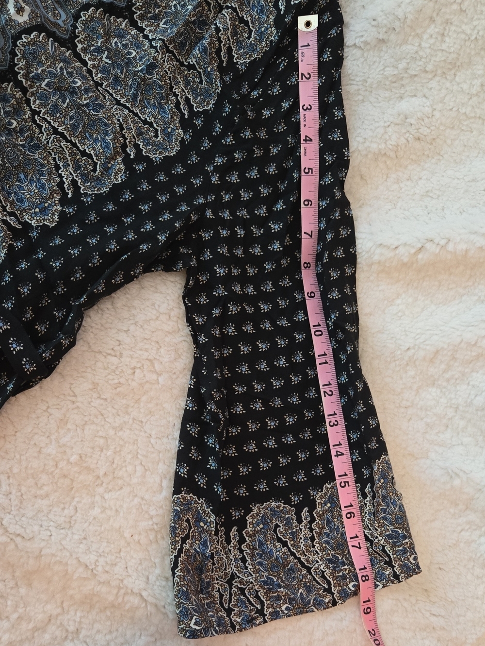 Umgee Black Tunic or Dress with Blue and Cream Paisley Pattern - Picture 9 of 9